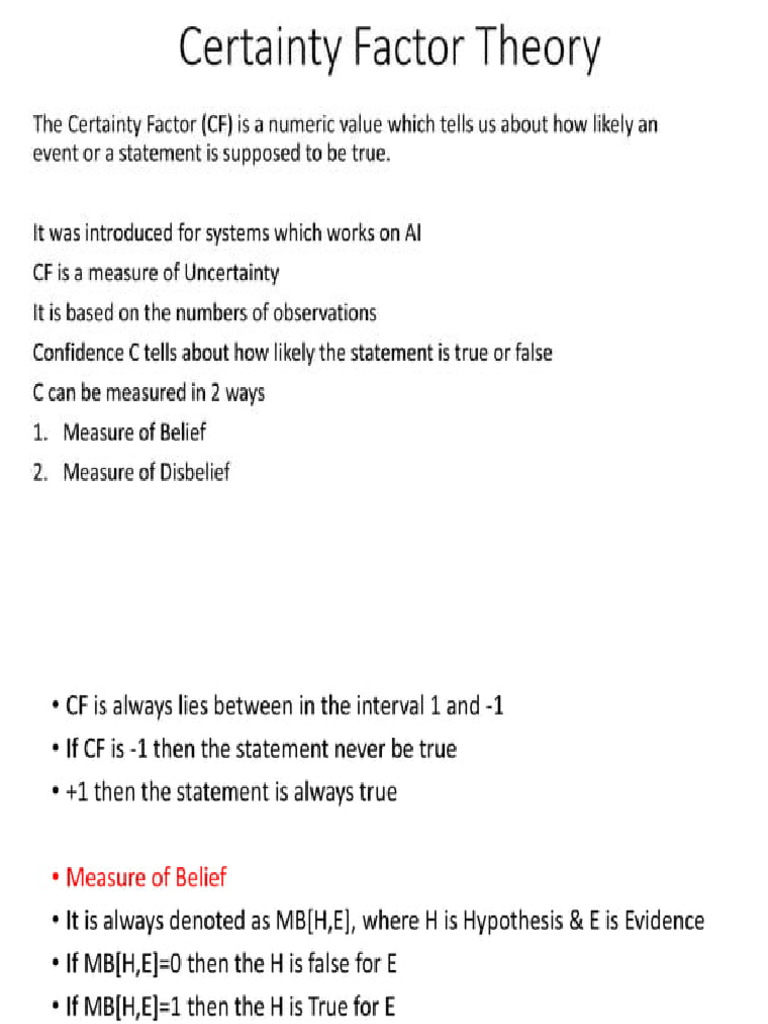 Unit 5-Part 4-Certainity Factor | PDF | Bayesian Probability | Evidence