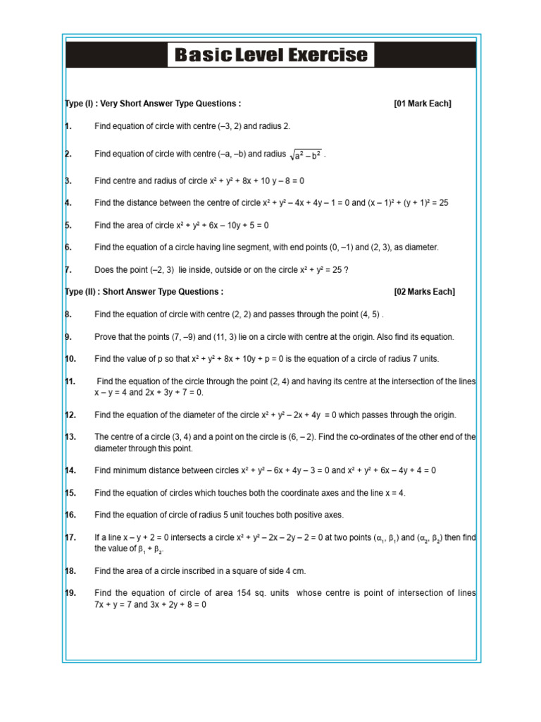 Circles Ex | PDF | Circle | Cartesian Coordinate System