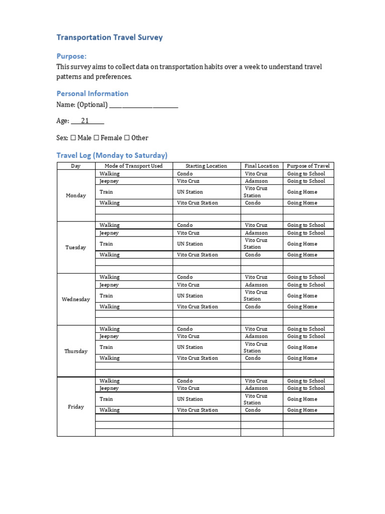 Transportation Travel Survey Marj | PDF | Information Privacy | Transport