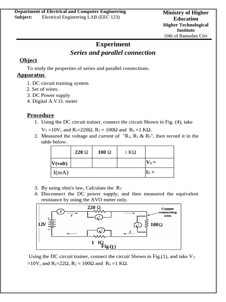 Series and Parallel Circuit Lab Guide | PDF | Series And Parallel ...