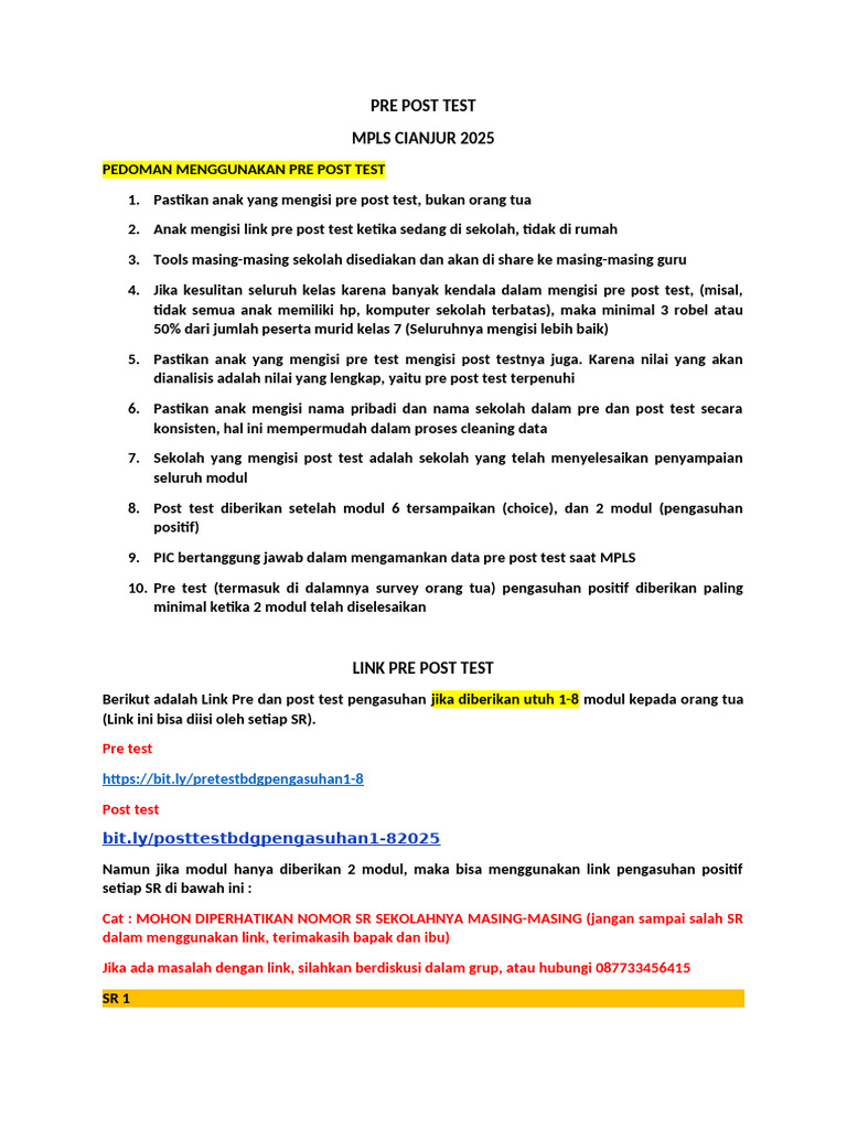 Link Pre Post Test Mpls 2025 Bandung | PDF
