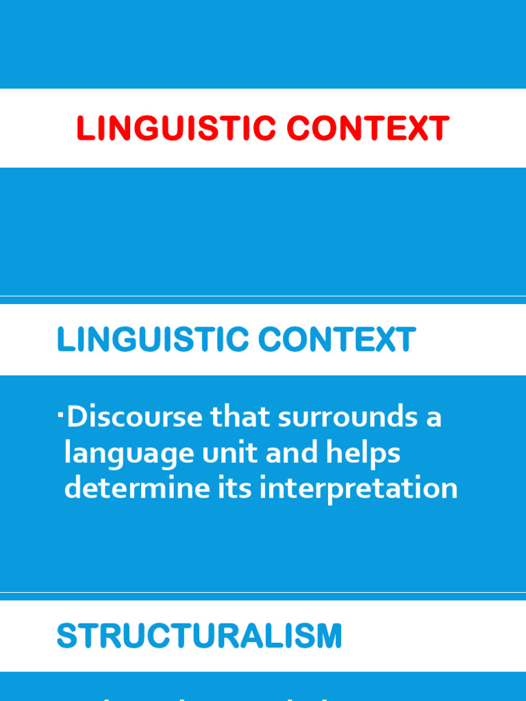 Understanding Linguistic Context | PDF