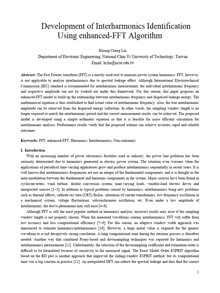 Development of Interharmonics Identification Using | PDF | Fast Fourier ...