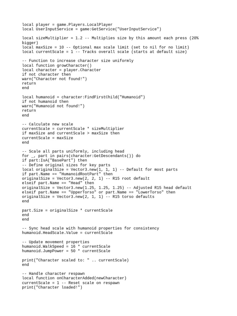 R15 Character Scaling Script | PDF