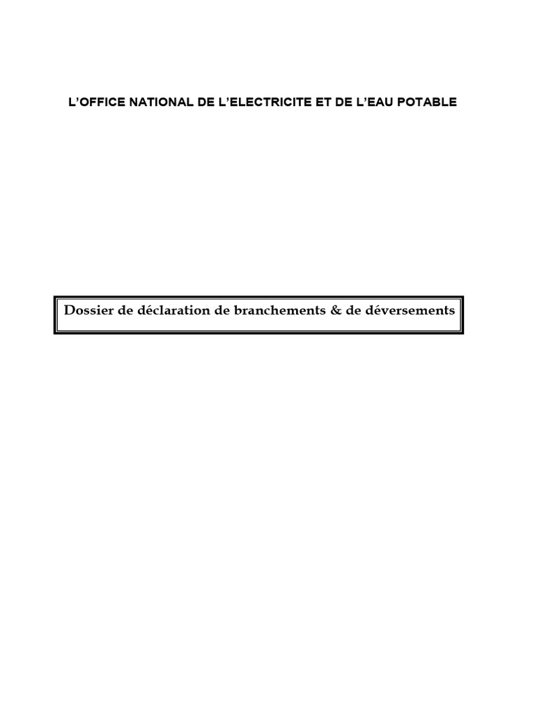 Déclaration de branchements ONEE/BO | PDF | Eaux usées | Pompe