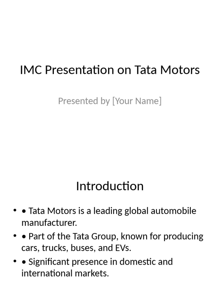 Imc Tata Motors Presentation | PDF