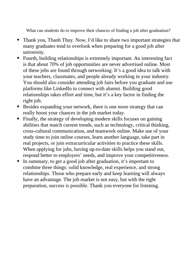 What Can Students Do To Improve Their Chances of Finding A Job After