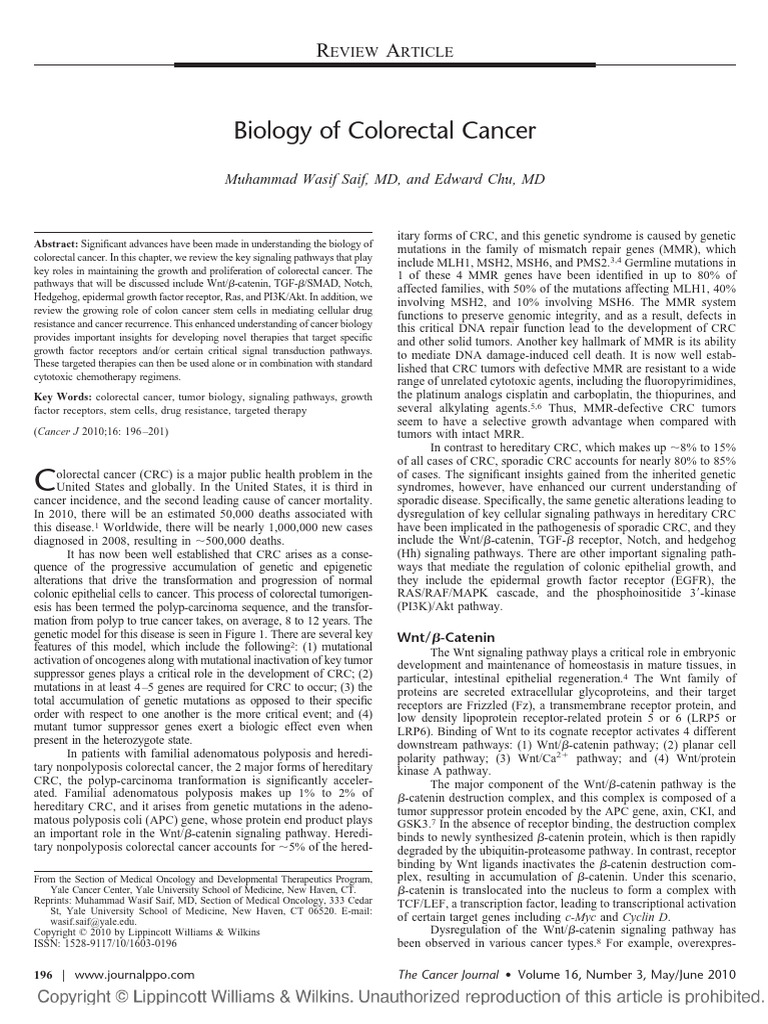 Biology of Colorectal Cancer | PDF | Epidermal Growth Factor Receptor ...