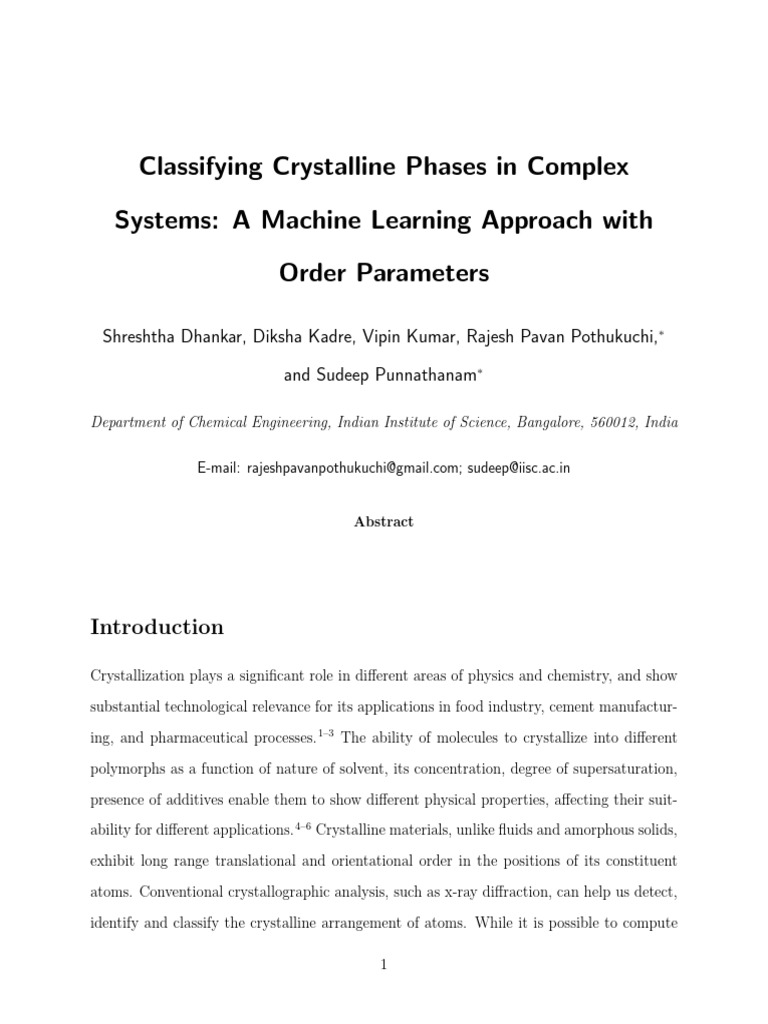 Machine Learning for Crystalline Phase Classification | PDF | Crystal ...