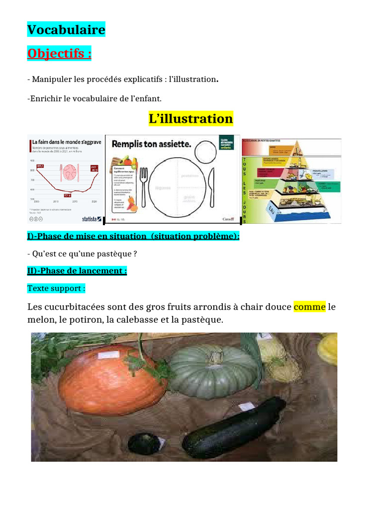 Vocabulaire et illustration en éducation | PDF | Nourritures | Cuisine