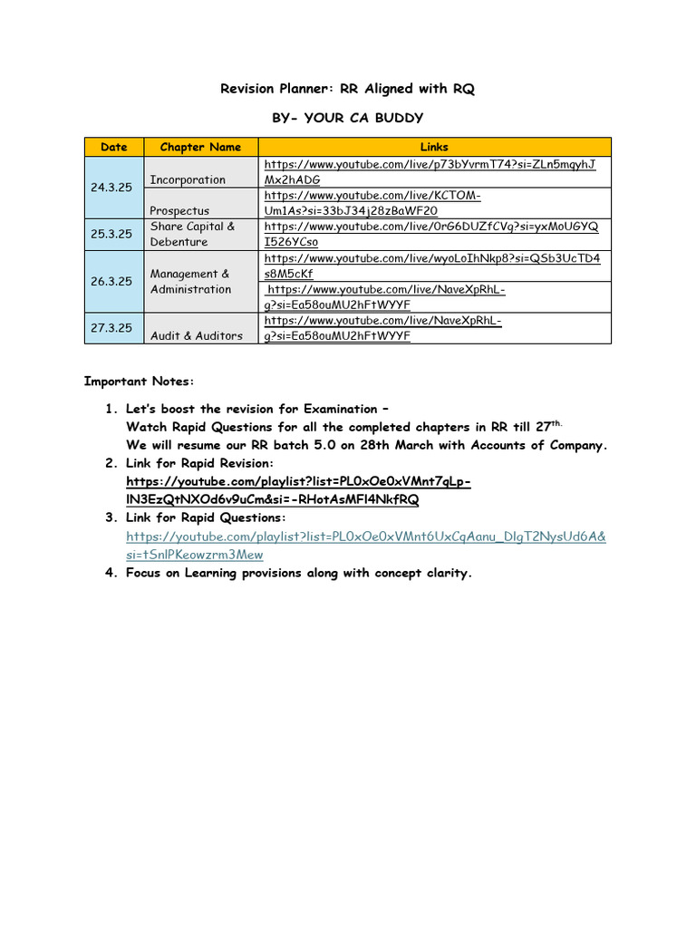 Revision Plan | PDF