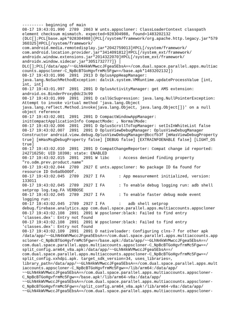 Apps Cloner Debug Log Analysis | PDF | Android (Operating System ...