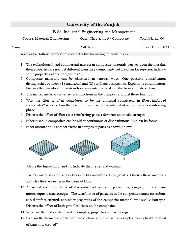 Composite Materials Quiz for B.Sc. Students | PDF | Composite Material ...