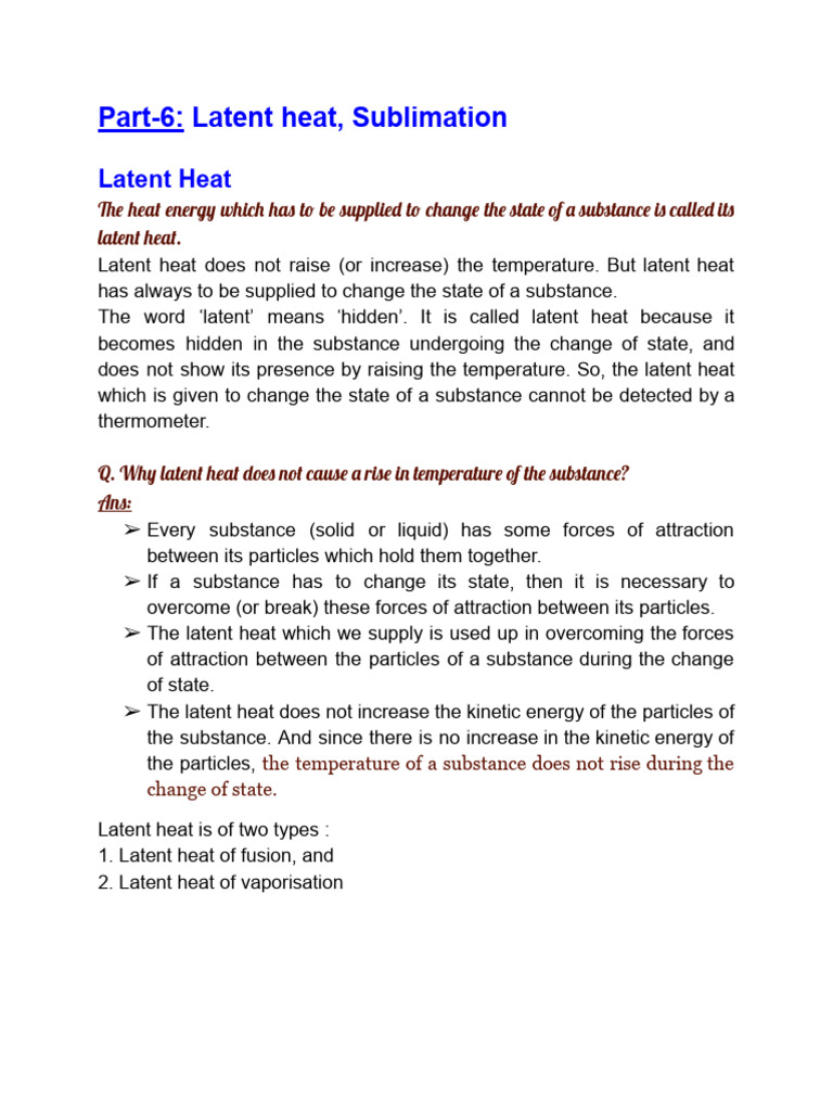 Understanding Latent Heat and Sublimation | PDF | Latent Heat | Heat