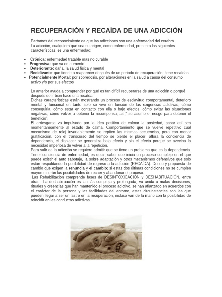 Recuperación y Recaída en Adicciones | PDF | Las emociones | Conceptos ...