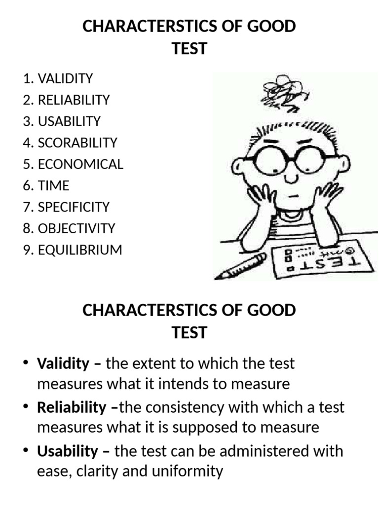 3charestris of A Good Test | PDF | Validity (Statistics) | Methodology