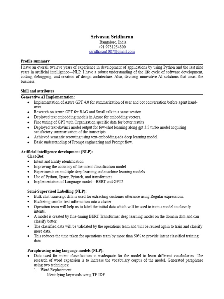 AI Solutions Architect Resume Summary | PDF | Artificial Intelligence ...