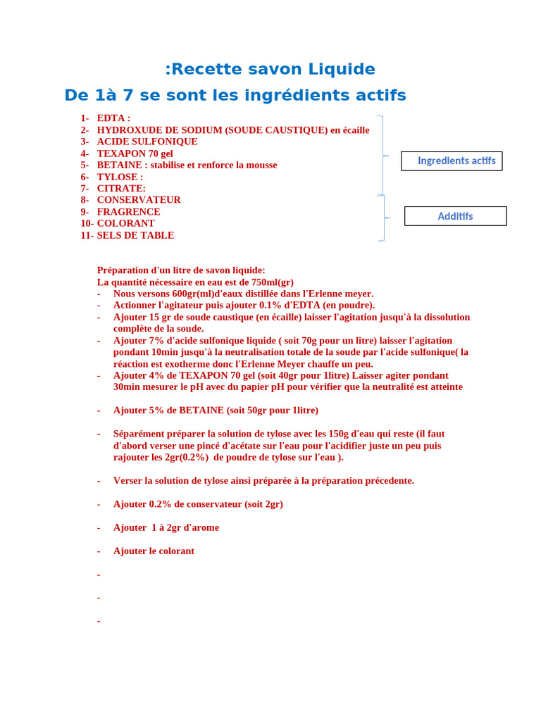 Recette de Savon Liquide Artisanale | PDF