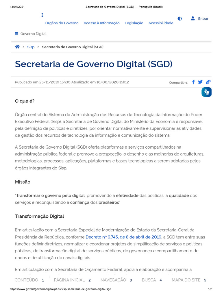 Secretaria de Governo Digital: Transformação TI | PDF | Tecnologia da ...
