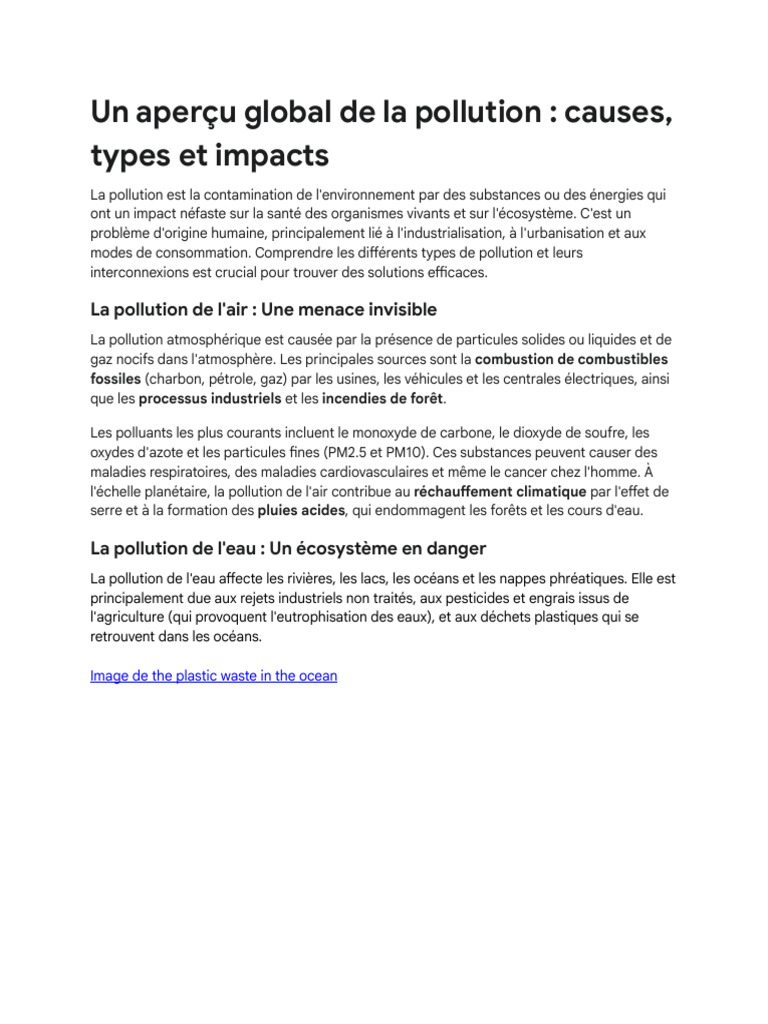 Causes de la pollution environnementale | PDF