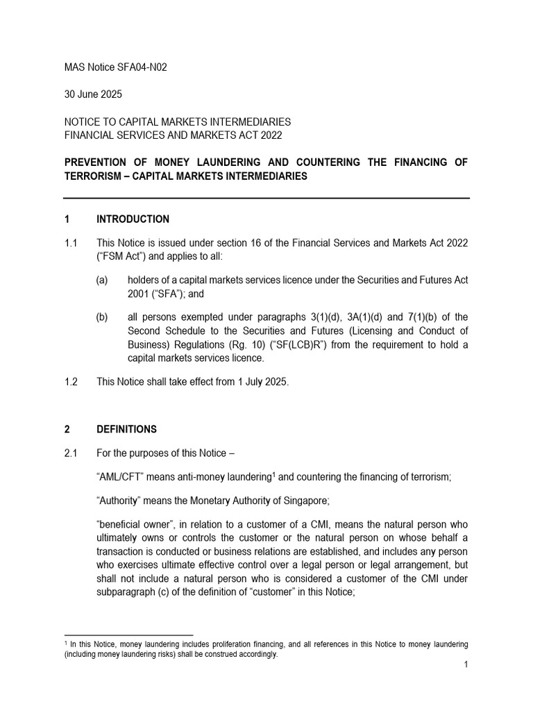 MAS Notice SFA04-N02 on AML/CFT Guidelines | PDF | Identity Document ...