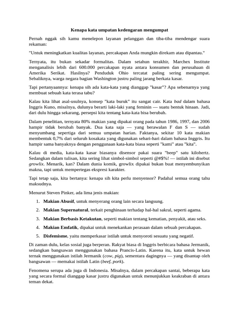 Evolusi dan Makna Umpatan | PDF