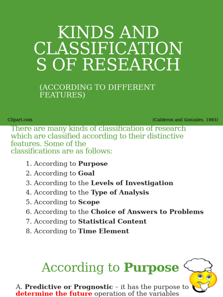 Types and Classifications of Research | PDF | Statistics | Cognition