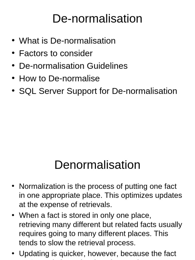 Denormalisation in DBMS: Guidelines & Methods | PDF | Databases | Data ...