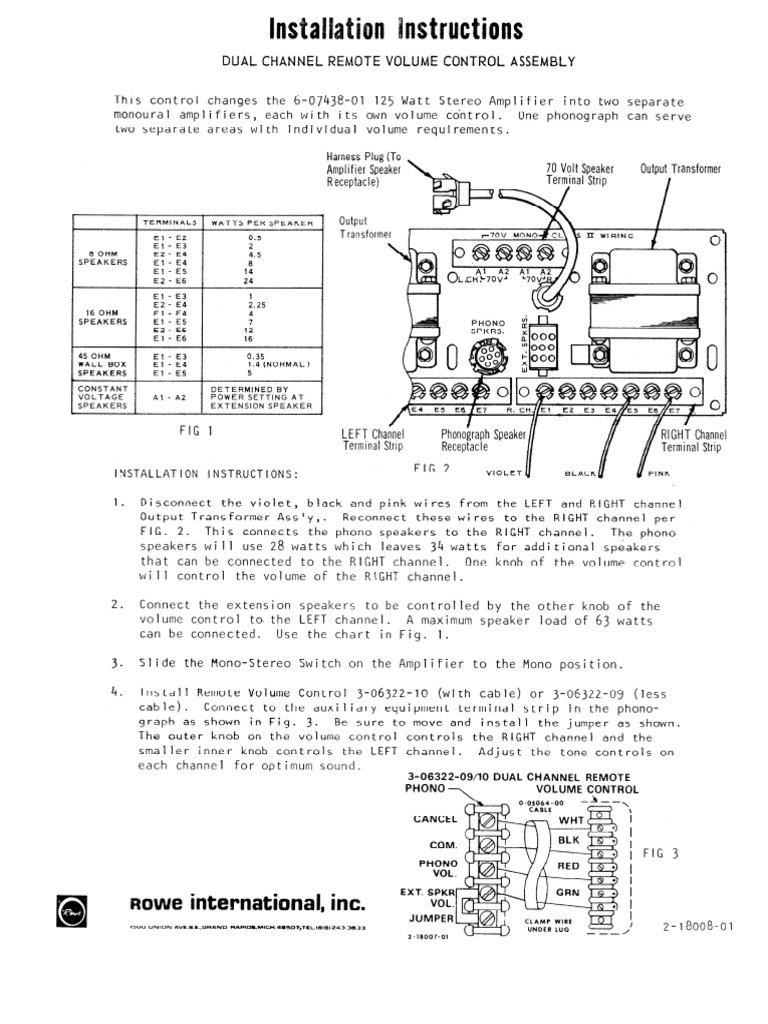 Rowe Dual Channel Volume Control For Models R88 and Earlier | PDF