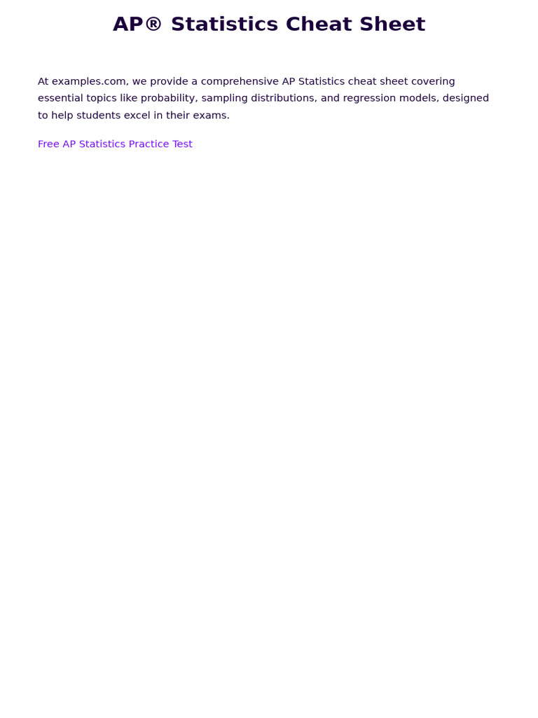 AP Statistics Comprehensive Cheat Sheet | PDF | Sampling (Statistics ...
