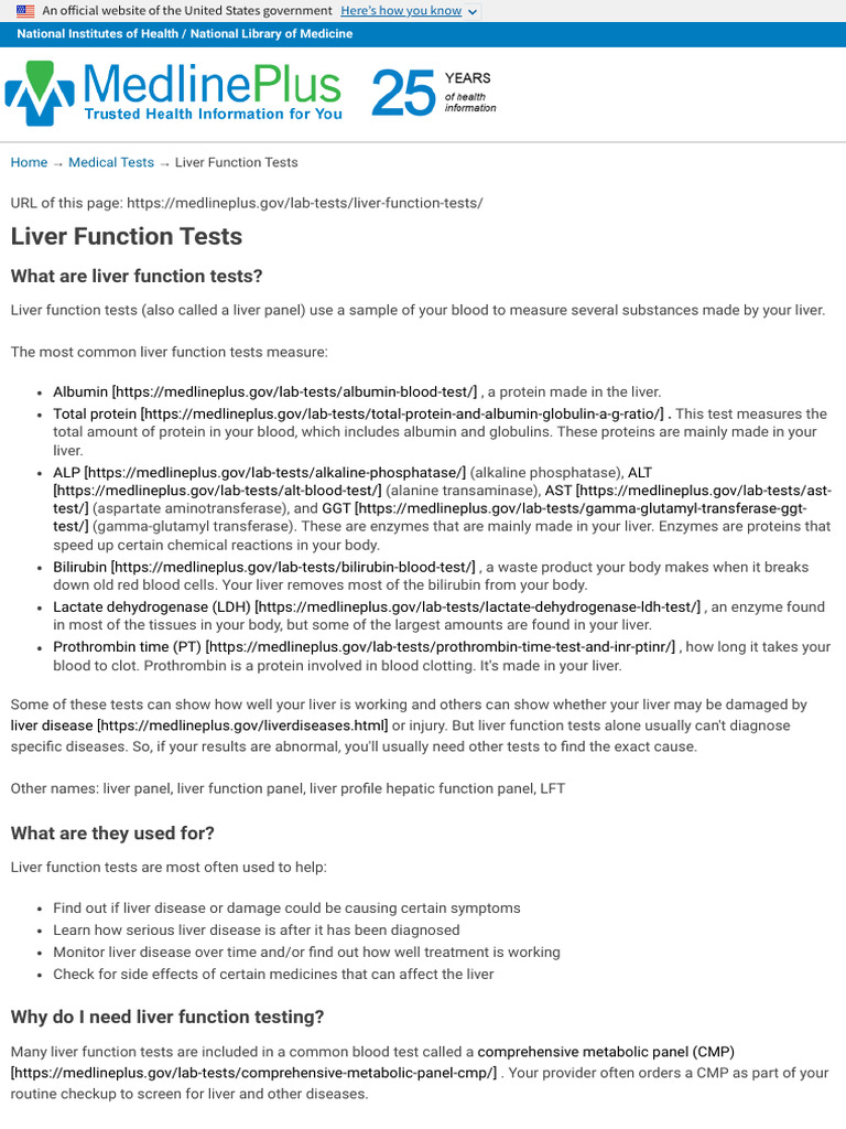 What Are Liver Function Tests? | PDF | Medical Specialties | Liver