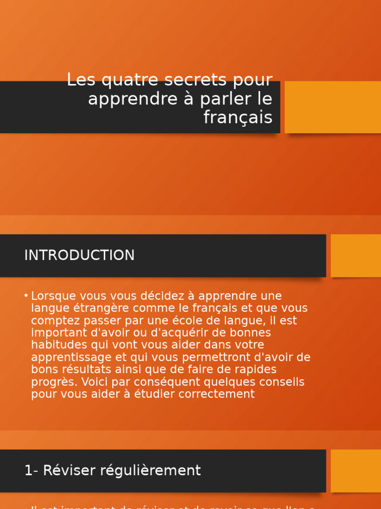 Secrets pour apprendre le français rapidement | PDF | Apprentissage ...