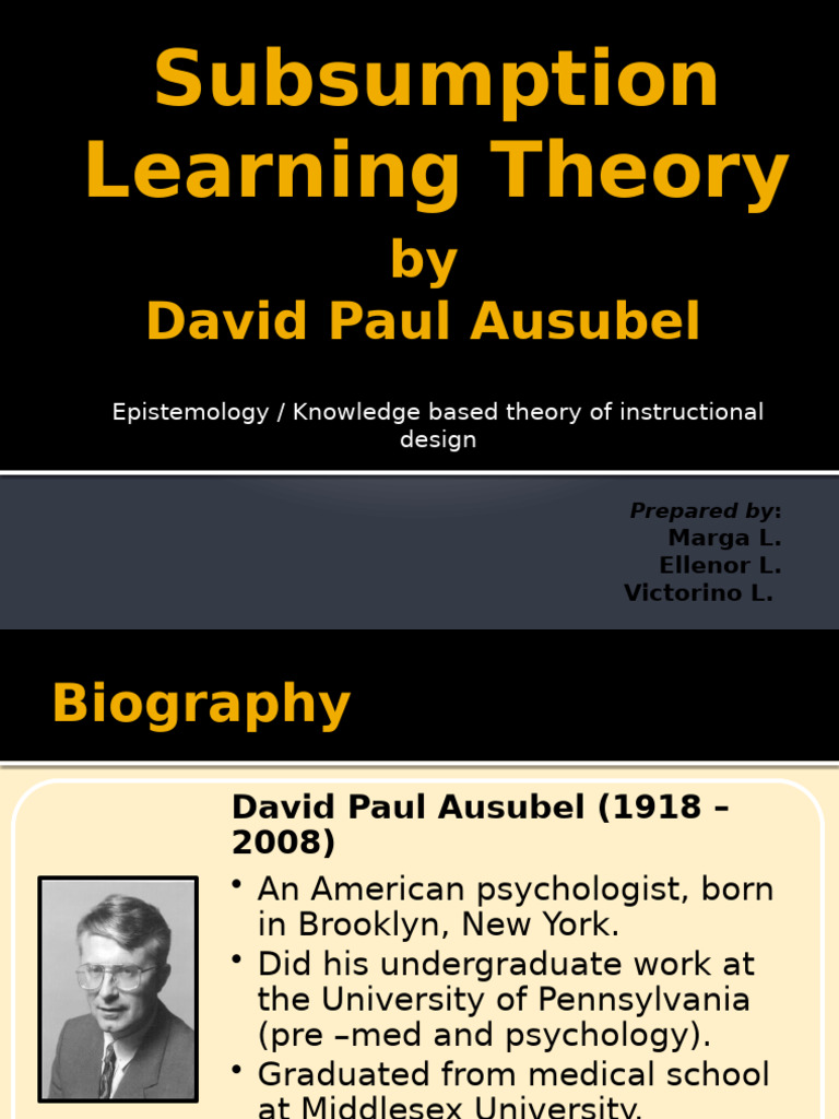 Subsumptiontheorybydavidpaulausubel 130717054119 Phpapp02 | PDF ...