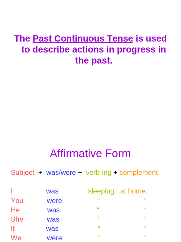 Past Continuous Tense Explained | PDF