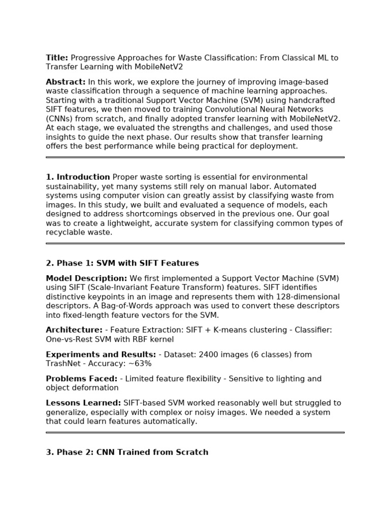 Trashnet Research Progression | PDF | Support Vector Machine | Machine ...