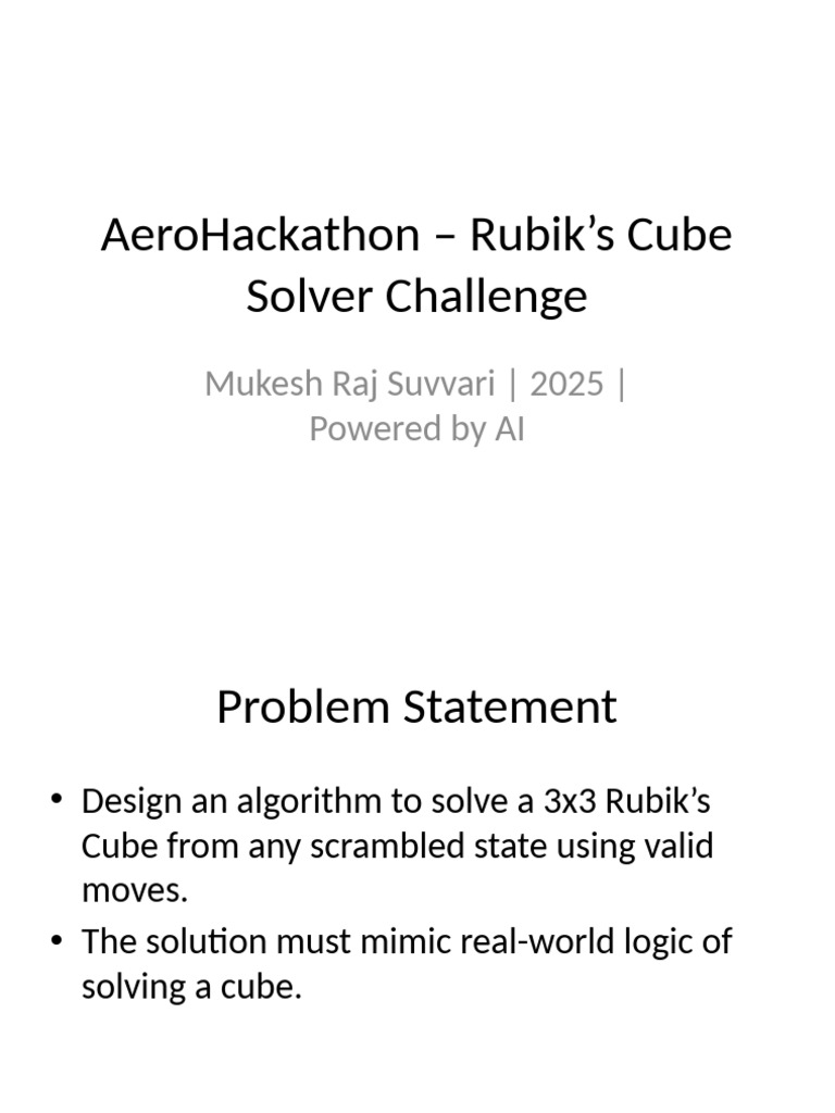 Rubiks Cube Solver Presentation | PDF