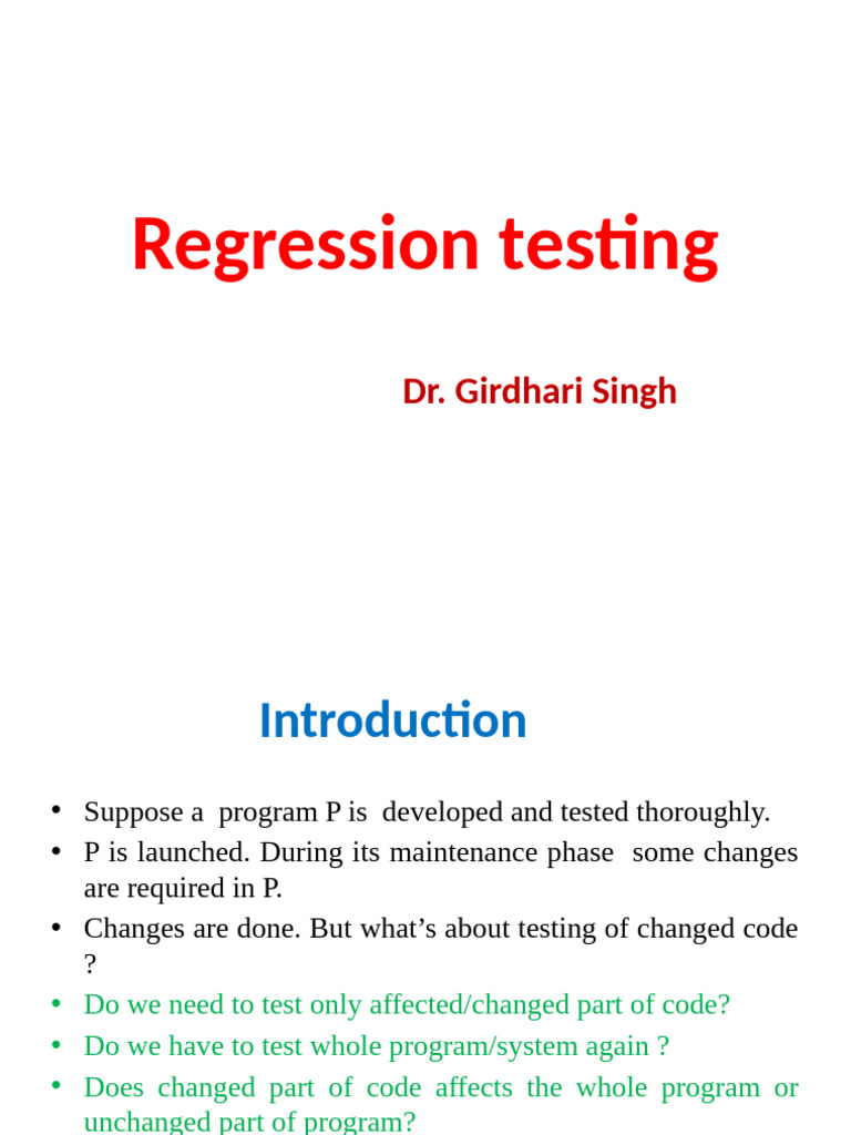 9.GS PR Regression Testing | PDF | Software Testing | Vertex (Graph Theory)