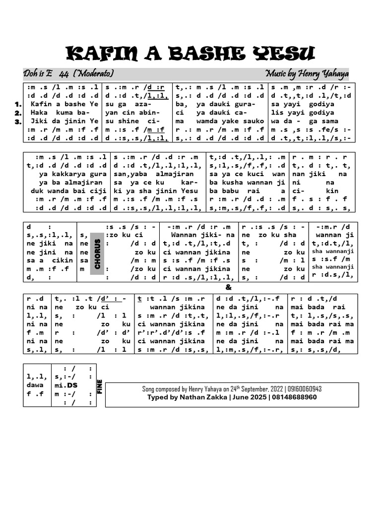 Kafin a Bashe Yesu - Song Lyrics | PDF