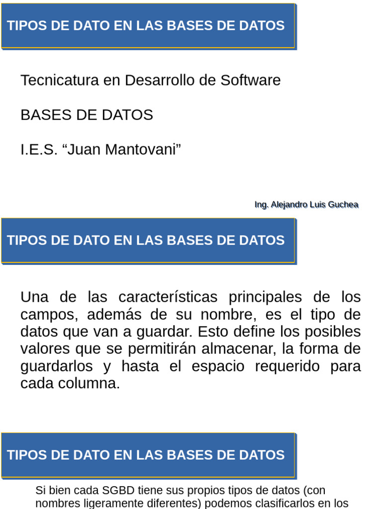 Tipos de Datos en Bases de Datos | PDF | Tipo de datos | Bases de datos