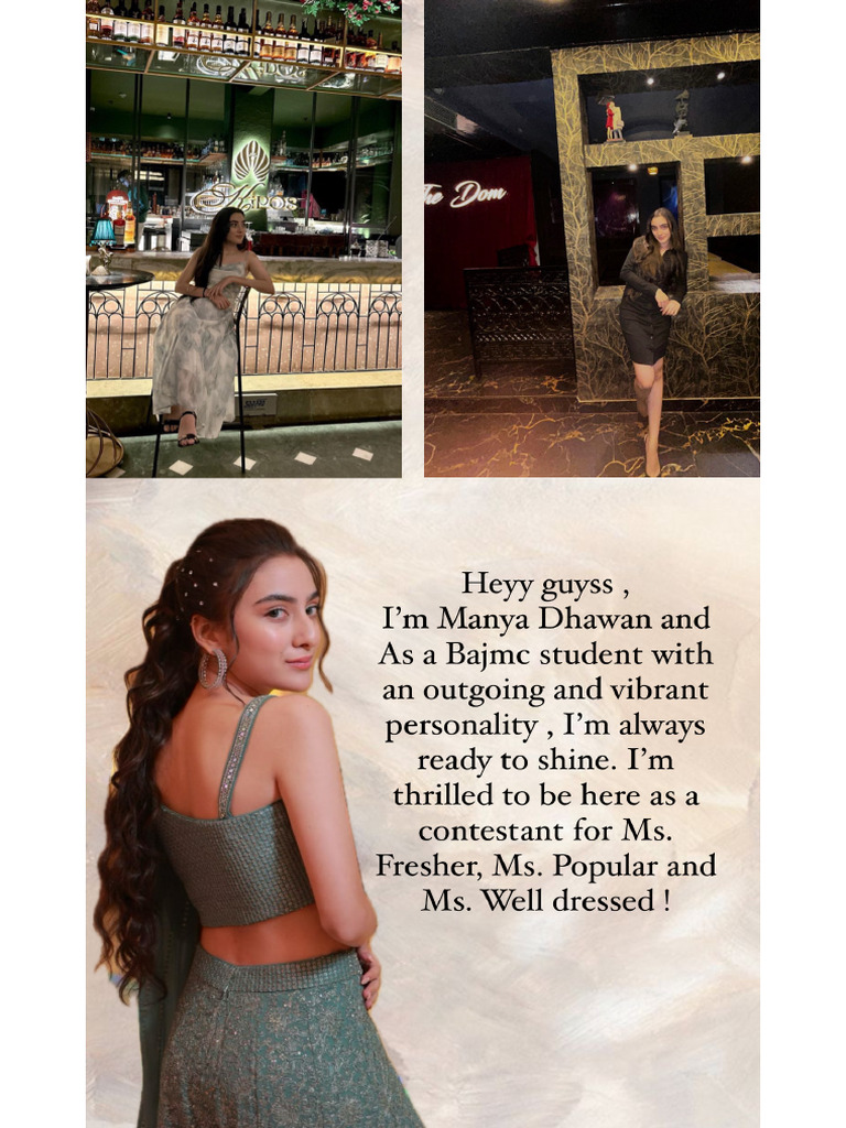 MANYA DHAWAN (Ms. Fresher, Ms. Popular and Ms. Well Dressed | PDF