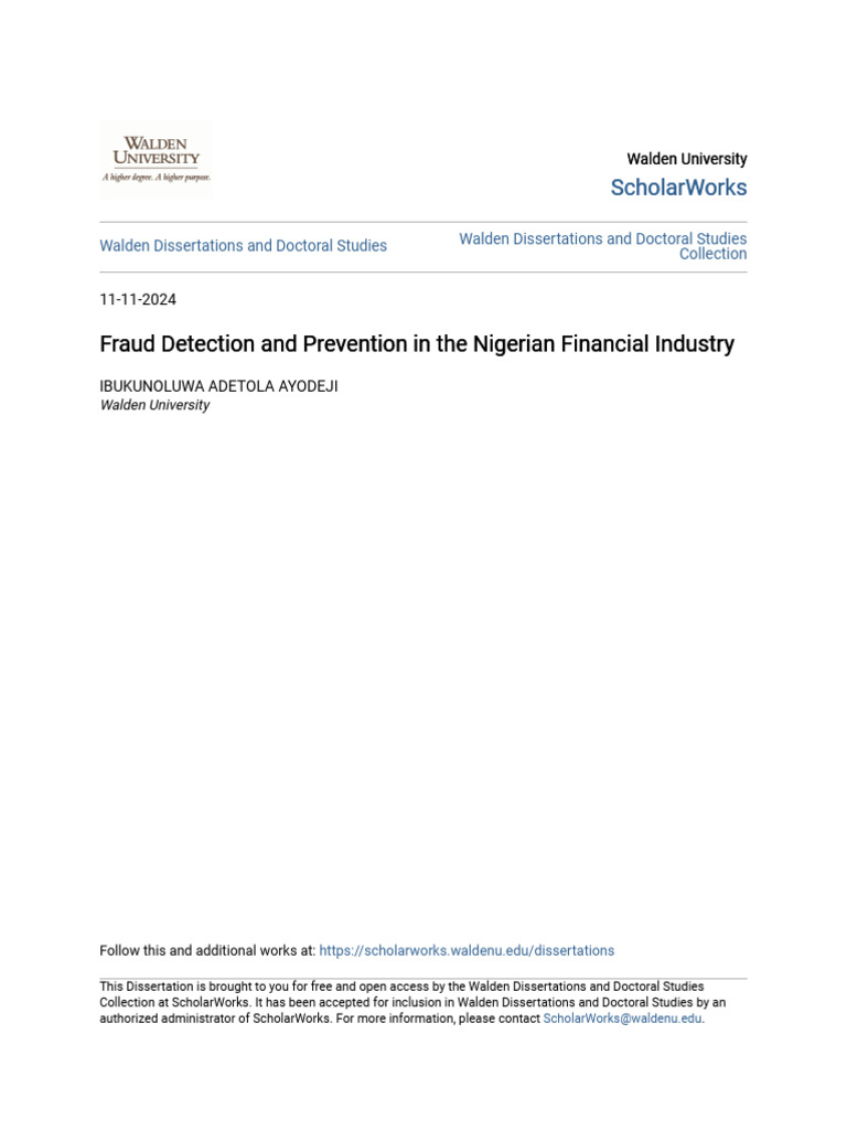 Fraud Detection and Prevention in The Nigerian Financial Industry | PDF ...