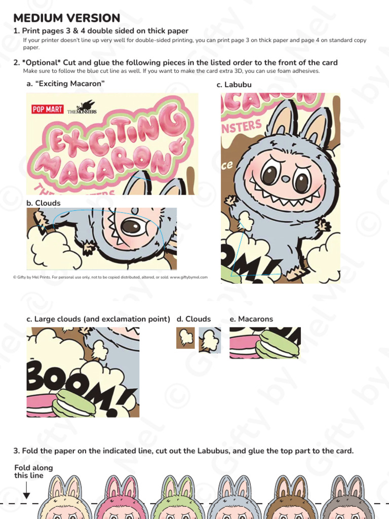 Labubu Paper Craft Instructions | PDF | Printing