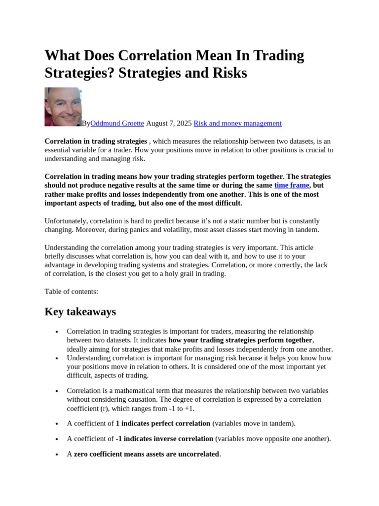 What Does Correlation Mean in Trading Strategies Strategies and Risks ...