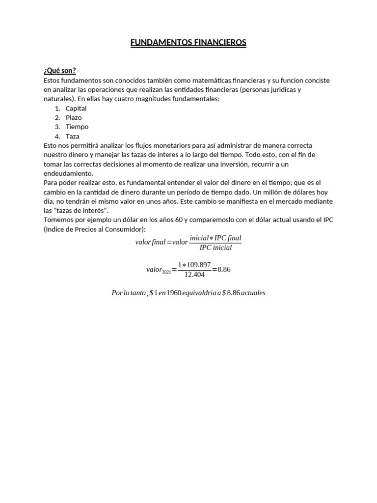 Fundamentos de Matemáticas Financieras | PDF