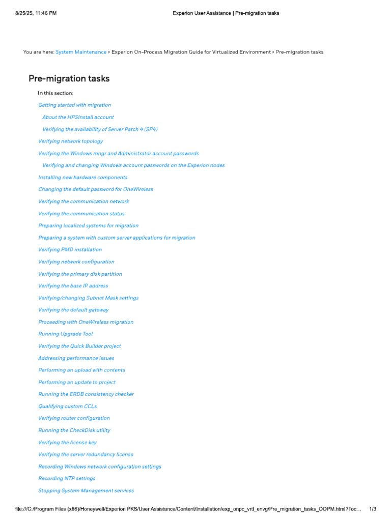 Pre Migration Tasks | PDF