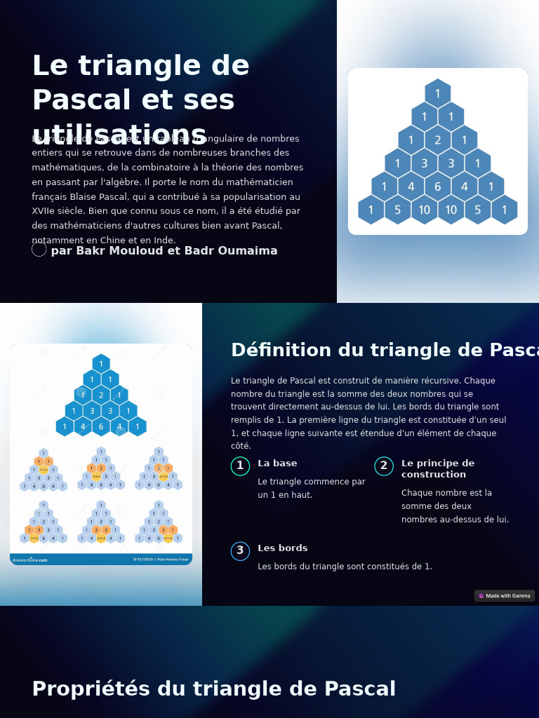 Utilisations et propriétés du triangle de Pascal | PDF | Combinatoire ...