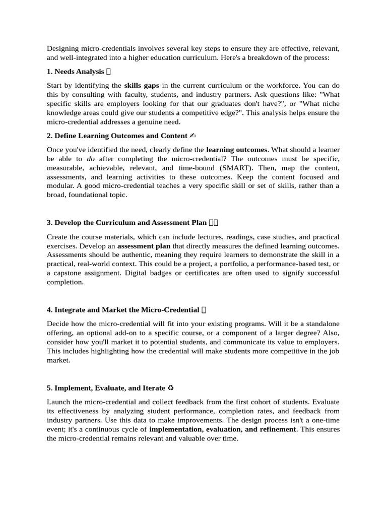 Steps to Design Effective Micro-Credentials | PDF | Educational ...