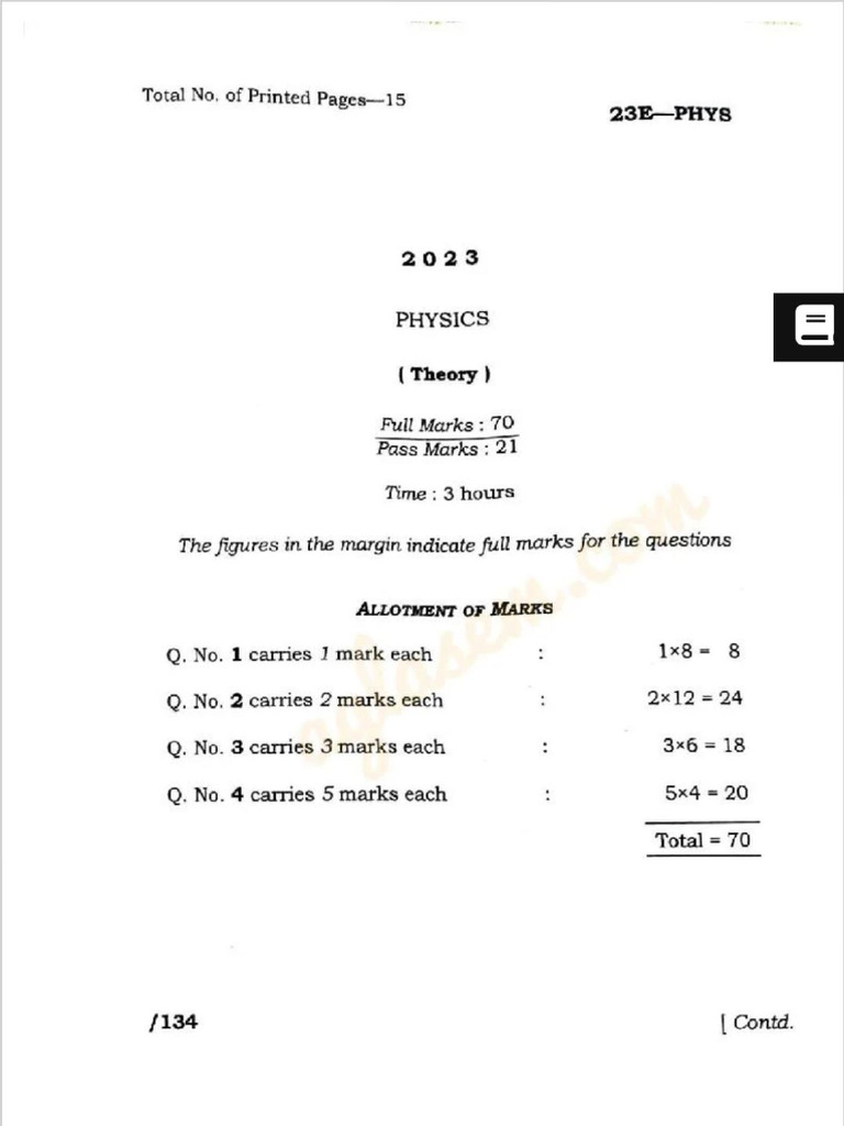 Phy Theory QP 23 | PDF