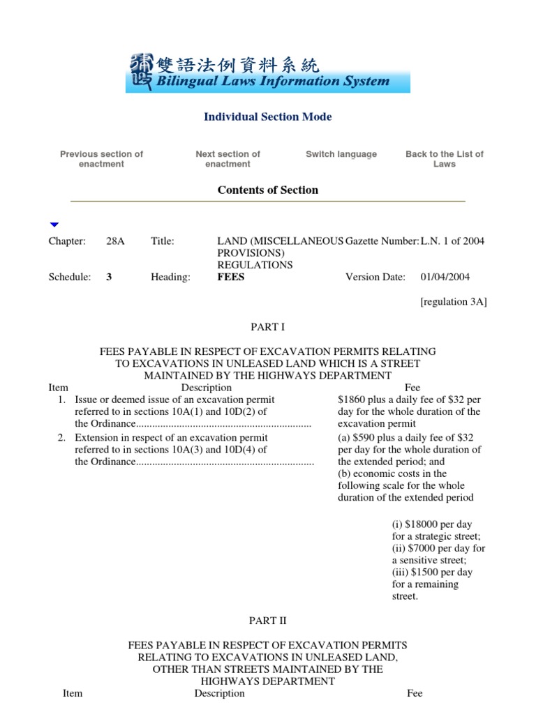 Excavation Permit Fees Guide | PDF