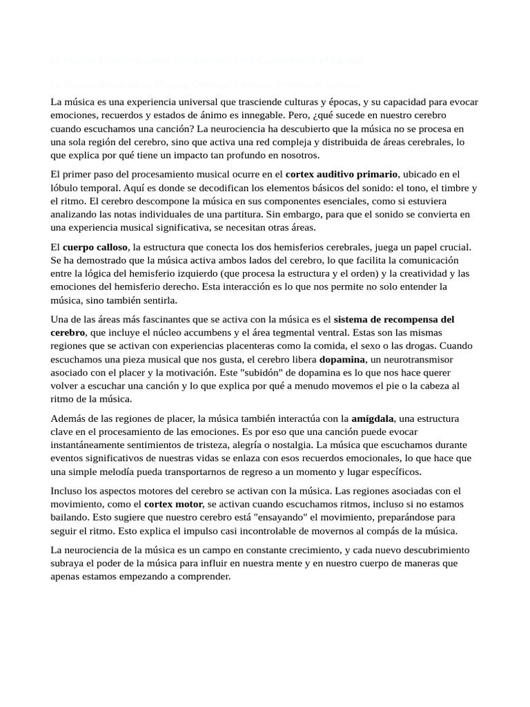 La Neurociencia de La Música | PDF | Cerebro | Hemisferio cerebral